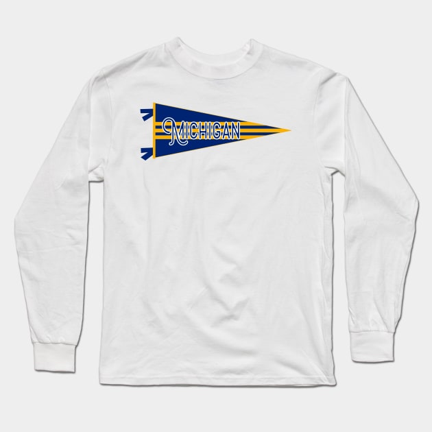 Michigan Flag Pennant Long Sleeve T-Shirt by zsonn
